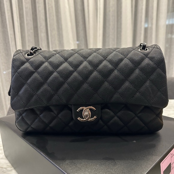 CHANEL Handbags - Chanel Easy Caviar Single Flap Bag in Black